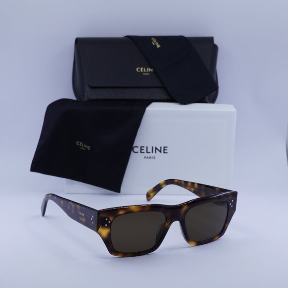 Celine CL40297U 53E Square Sunglasses - Blonde Havana/Brown - Picture 1 of 9